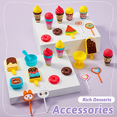 LINFUN KIDS Heladería de Juguete Juego de Helados Alimentos para Niñas Niños 3 4 5 Años Carrito de Helados Juego de Imitación para Niños