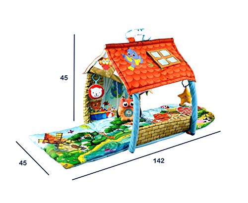 LIONELO Agnes Manta multiactividades 2 en 1 Manta con arcos Manta con casita Juguetes interactivos Sonajeros Mordedores Desarrolla los sentidos y la habilidad manual del bebé