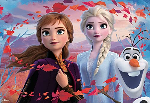 Lisciani Puzzle para niños, 4 puzles de 48 piezas 2 en 1, Doble Cara con reverso para colorear - Disney Frozen 2 La reina de las nieves 86603