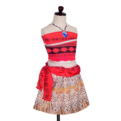 Lito Angels Niñas Princess Moana Vaiana Disfraz Aventuras 2 Piezas Top y Falda Conjunto Halloween Vestido de Fiesta Talla 4-5 años