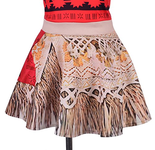 Lito Angels Niñas Vestidos Disfraz de Princesa Moana Vaiana Traje de Aventura Disfraces de Fiesta Elegante con Collar Talla 5-6 años