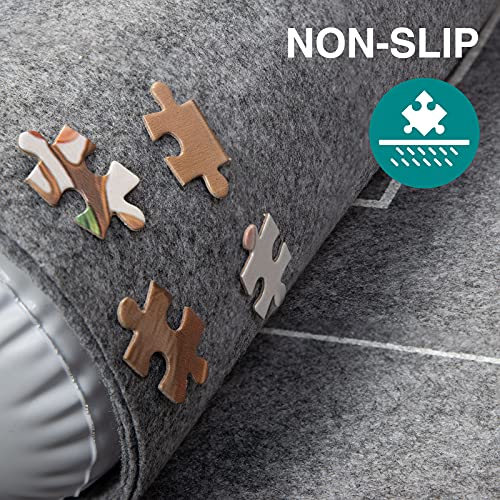 LOCN Puzzles Tapete Rompecabezas Almacenamiento Estera Puzzle Mat Roll Estera de Rompecabezas Portátil Tapete Puzzle, Fieltro Puzzles Tapete con Bomba de Tubo (Gris)