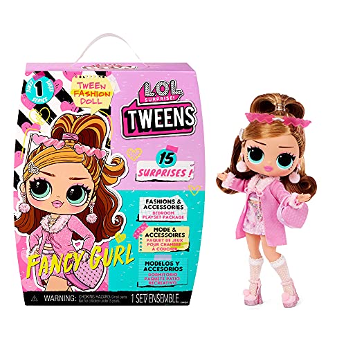 L.O.L. Surprise!- LOL Surprise Tweens-Descubre 15 Sorpresas-con Vestidos, Accesorios, Cepillo para el Pelo, Percha, Soporte para Muñecas Niños-Fancy Gurl (576679C3)