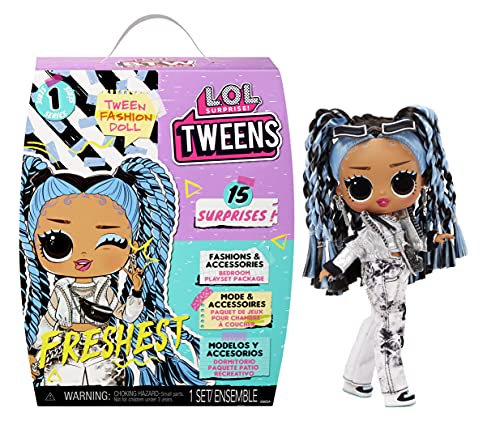 LOL Surprise Muñeca Tweens - Descubre 15 Sorpresas - con Vestidos, Accesorios, Cepillo para el Pelo, Percha, Soporte para Muñecas Niños - Freshest