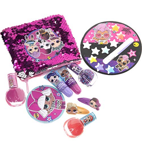 L.O.L Surprise! Townley Girl Makeover Set con más de 20 piezas, que incluyen brillo de labios, esmalte de uñas, uñas a presión, pegatinas de uñas y bolsa de lentejuelas reversible, mayores de 5 años