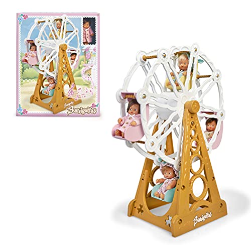los Barriguitas - Noria musical con movimiento y sonido, incluye una muñeca bebé de las clásicas de siempre, con espacio para 4 muñecas, juguete para niñas y niños desde 3 años, Famosa (700016655)