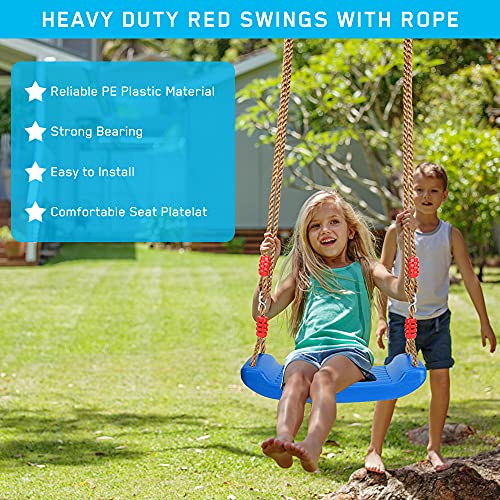 Luckits Juego de columpio para niños, columpios de plástico con cuerda ajustable, resistente, fácil de instalar, asiento oscilante para niños, niñas, interior/al aire libre/patio de recreo/hogar/árbol