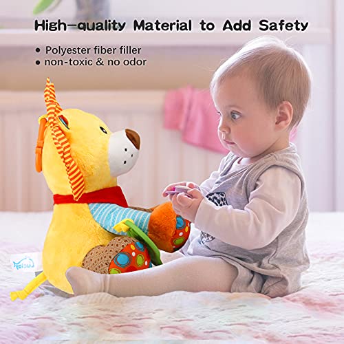 Luclay Peluches León Animales Peluches para Bebés 0 1 2 3 4+ Años, Materiales Seguros Juguetes de Regalo Educativos Sensoriales con Dentición, 30cm