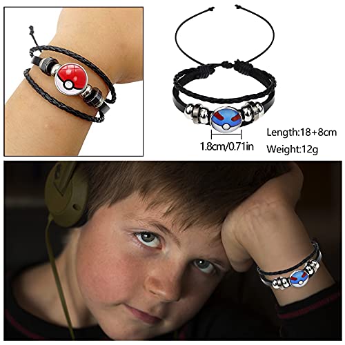 Lunriwis Juego de Juguetes de Pokémon de Pokémon, 24 Unidades de Minifiguras de Pokémon, 2 Pulsera Trenzada de Pokemon, 50 Unidades de Pegatinas de Pokémon para niños, Regalo de Fiesta