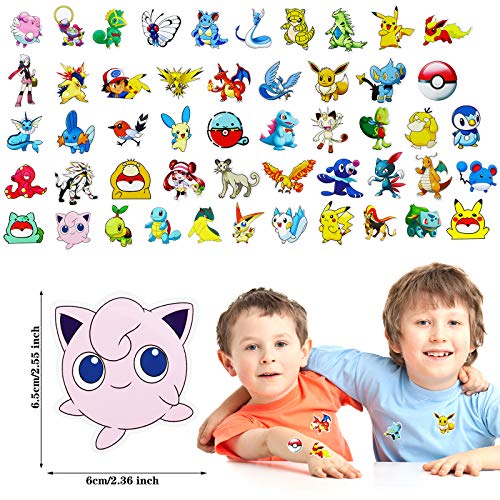 Lunriwis Juego de Juguetes de Pokémon de Pokémon, 24 Unidades de Minifiguras de Pokémon, 2 Pulsera Trenzada de Pokemon, 50 Unidades de Pegatinas de Pokémon para niños, Regalo de Fiesta