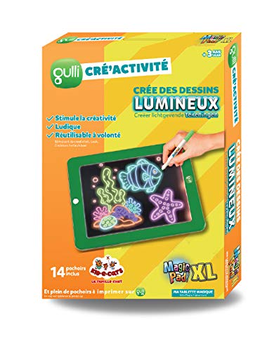 Magic Pad Gulli - Tablet mágica para dibujar en 42 plantillas, de los cuales 14 LA-Famille-Chat-Vu a la televisión, MPADG10