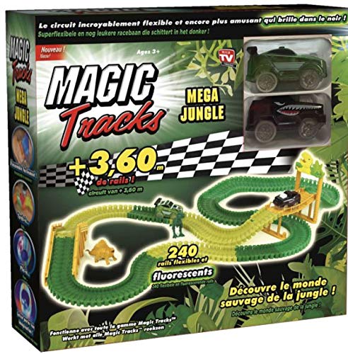 Magic Traks Jungle - Circuito Luminoso de 3,60 Metros modulable y Brillante en la Oscuridad, Vista en la televisión.