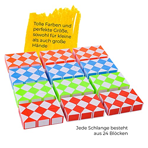 Magicat Juego de 12 Piezas Puzzle Serpiente Mágica - Serpiente Juguete de Rompecabezas para Niños - Magic Snake Cube diferente Color para Fiestas