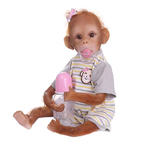 MagiDeal 16inch 40CM Reborn Baby Monkey, Pintura Detallada Hecha A Mano Muñeca Recién Nacida Coleccionable Juguete De Arte para Edades 3+ Niños Pequeños