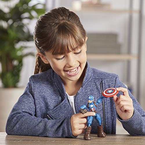 Marvel acción de los Vengadores Bend and Flex de 15 cm, Figura de Capitán América, Incluye un Accesorio de Efecto, para niños a Partir de 6 años, Multicolor (Hasbro E7869)