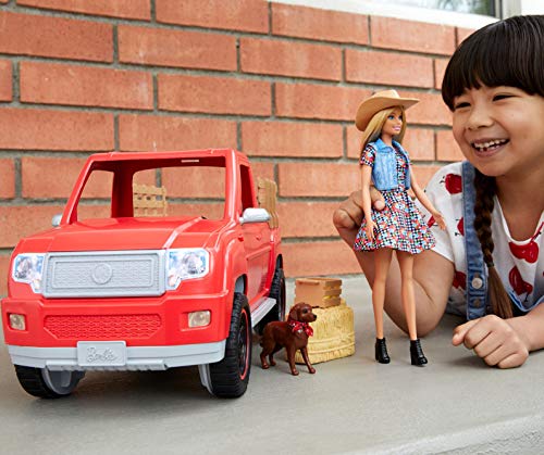 Mattel Barbie-Camión de la Granja, muñeca granjera con perrito, coche y accesorios, juguete +3 años, multicolor GFF52 , color/modelo surtido