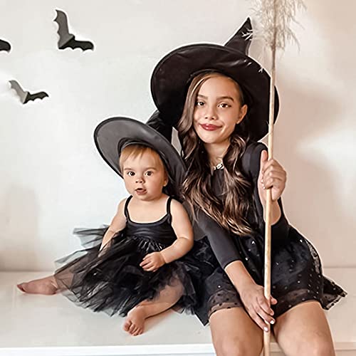 McNory Sombrero de bruja negro de Halloween de 8 piezas, Accesorios de Disfraz de Bruja de Halloween Sombrero de Mago Mágico de Fiesta de Halloween, para fiestas de Halloween y fiestas de carnaval.