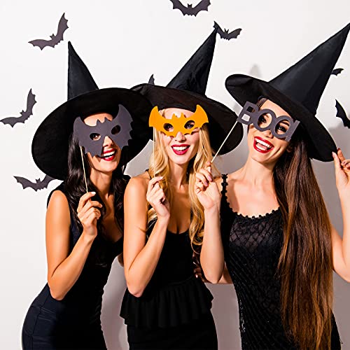 McNory Sombrero de bruja negro de Halloween de 8 piezas, Accesorios de Disfraz de Bruja de Halloween Sombrero de Mago Mágico de Fiesta de Halloween, para fiestas de Halloween y fiestas de carnaval.