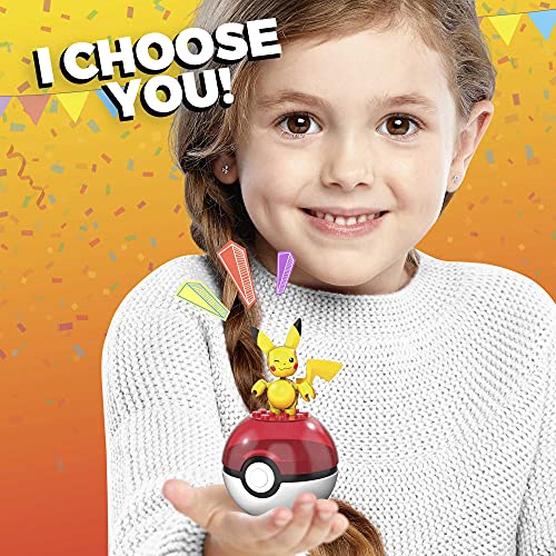 Mega Construx- Pokémon Pikachu Poké Ball y Figura para Construir, 16 Piezas, Multicolor (Mattel GVK60)