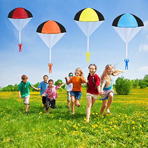 MengH-SHOP Paracaídas Juguete Mano Que Lanza Juguete de Paracaidista Set Aire Libre Juguetes voladores Regalo para Niños 4 Piezas