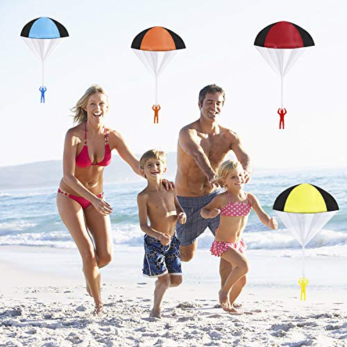 MengH-SHOP Paracaídas Juguete Mano Que Lanza Juguete de Paracaidista Set Aire Libre Juguetes voladores Regalo para Niños 4 Piezas