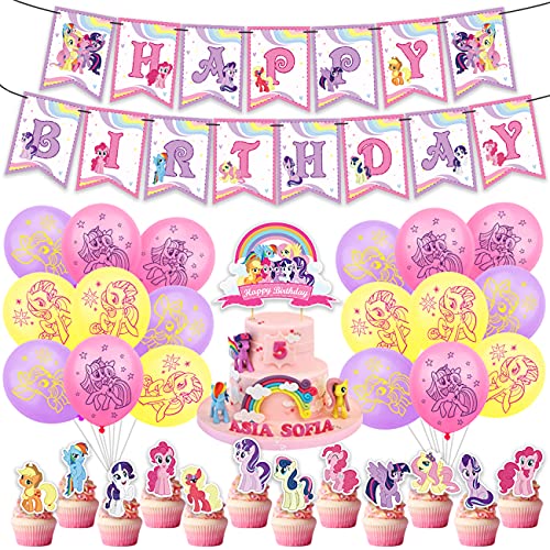 Miotlsy My little pony Decorazione Festa di Compleanno My little pony Party Balloons Supplies Palloncini e Decorazioni Torte per Toppers per Torta DIY Decorazioni