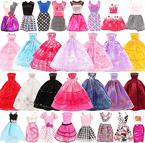 Miunana 10 Accesorios para 11.5 Pulgadas 28 - 30 cm Muñecas: 5 Vestidos De Novia + 5 PCS Ropas (Seleccionado Al Azar)