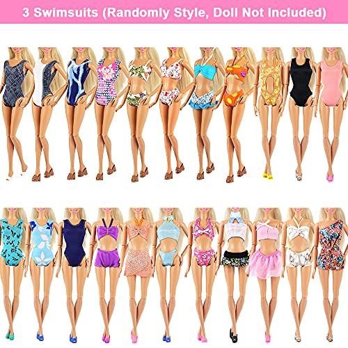 Miunana 21 Accesorios Seleccionados Al Azar para 11.5 Pulgada 30CM Muñeca: 5 Vestidos de Moda + 5 Blusas + 5 Pantalones + 3 Vestidos De Novia + 3 Trajes De Baño