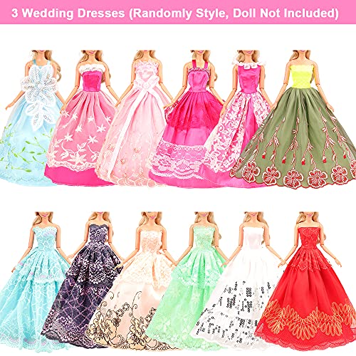 Miunana 21 Accesorios Seleccionados Al Azar para 11.5 Pulgada 30CM Muñeca: 5 Vestidos de Moda + 5 Blusas + 5 Pantalones + 3 Vestidos De Novia + 3 Trajes De Baño