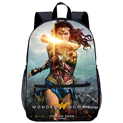 Mochila Infantil 3D Guardería Mochila Póster de la película Wonder Woman Adecuado para: estudiantes de primaria y secundaria, la mejor opción para viajes al aire libre Tamaño: 45x30x15 cm / 17 pulg