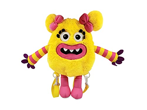 Momonsters, Mochila de Peluche de 35 cm, Producto Oficial Momonsters, Personaje Hihi, Color Amarillo (CyP Brands)
