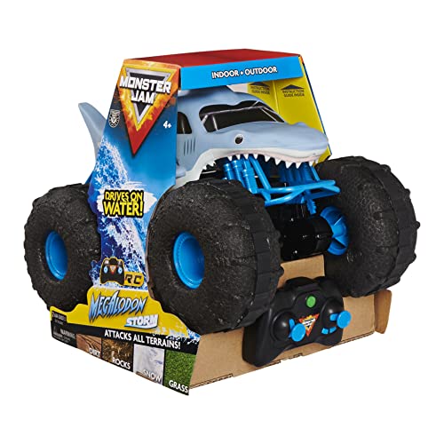 Monster Jam Megalodon STORM - Camión monstruo de control remoto todo terreno, escala 1:15