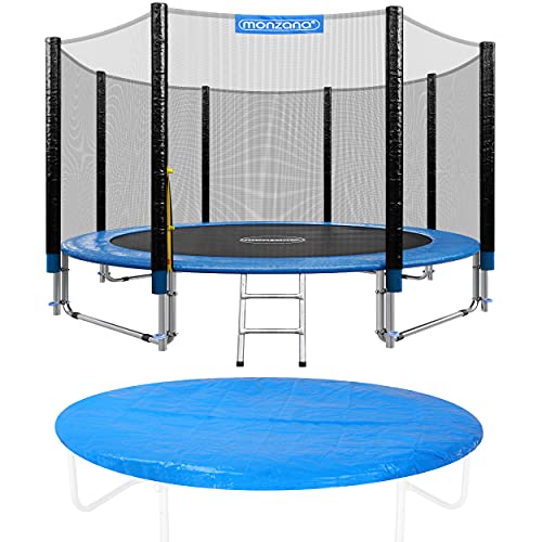 Monzana Trampolin Ø244cm Cama elástica Set Completo Puerta Escalera Red de Seguridad y Cubierta