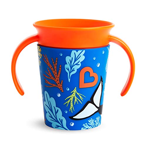 Munchkin Miracle 360 grados Wildlove Vaso de Entrenamiento con Asas, Set de 1, Orca, 177 ml