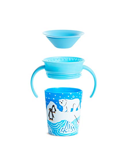 Munchkin Miracle 360 grados Wildlove Vaso de Entrenamiento con Asas, Set de 2, Oso Polar/Orca, 177 ml