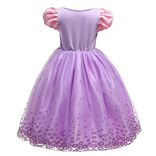 MYRISAM Vestidos de Princesa Sofia para Niñas Disfraz de Carnaval Rapunzel Traje de Halloween Navidad Cumpleaños Fiesta Ceremonia Aniversario Cosplay Vestir con Accesorios 2-3 años