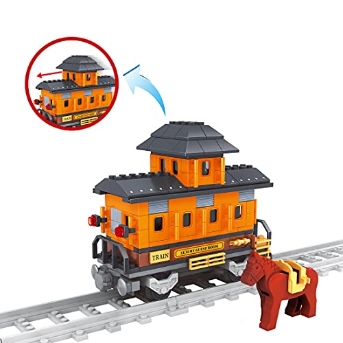 Myste Tren de ingeniería, 226 piezas de tren de mercancías, modelo con rieles, bloques de construcción para ciudad, juego de construcción compatible con tren Lego.