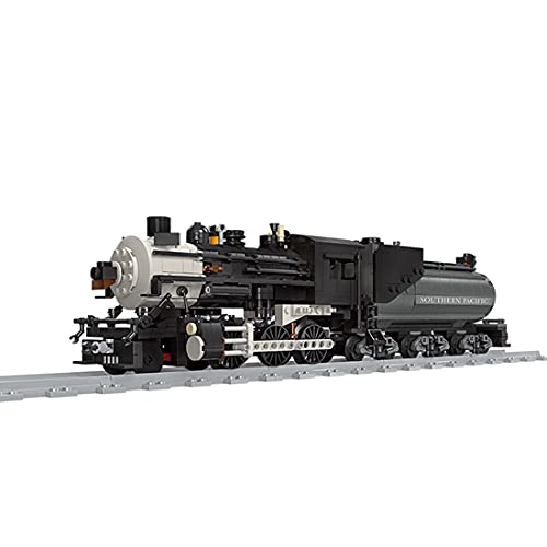 Myste Tren de técnica con tren de vapor, 1136 piezas, negro, estilo retro, bloques de construcción, compatible con tren Lego City