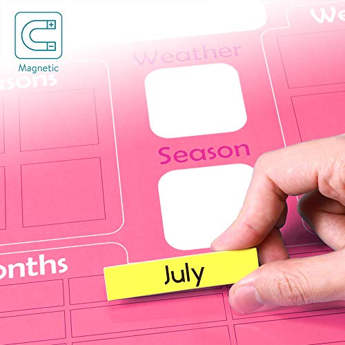 Navaris Calendario de Aprendizaje para niños - Tablero Educativo Montessori en inglés - Pizarra para Aprender días de la Semana Clima con 41 imanes