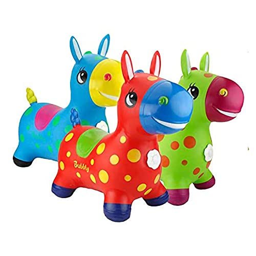 NC Animales Hinchables Caballo para Saltar Bomba Inflable Incluida Caballo Inflable Caballo de Salto para Niños con el Mejor Caucho Ecológico (Azul)