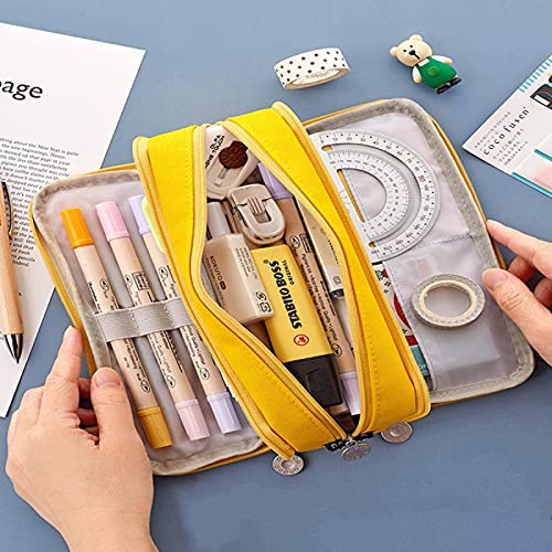 NC Estuche para lápices, Gran Capacidad, 3 Compartimentos, Duradero, Organizador para Estudiantes, papelería, Bolsa de cosméticos, Bolsa de Maquillaje para Almacenamiento de Oficina Escolar