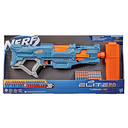Nerf Elite 2.0 Turbine CS-18-Pistola motorizada, 36 Oficiales, Clip de 18 Dardos, carriles tácticos, Punto de fijación del Barril (Hasbro E9481EU4)