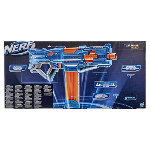 Nerf Elite 2.0 Turbine CS-18-Pistola motorizada, 36 Oficiales, Clip de 18 Dardos, carriles tácticos, Punto de fijación del Barril (Hasbro E9481EU4)
