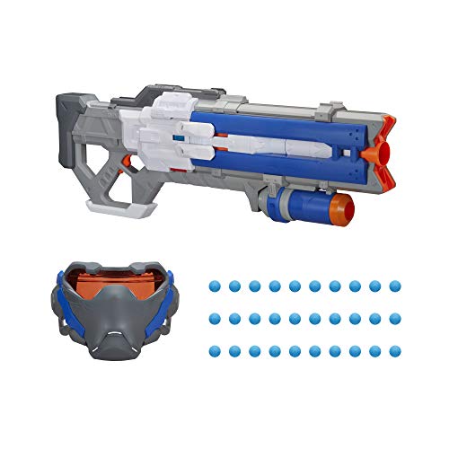 Nerf Soldier: 76 Blaster y Visera de Objetivo, Totalmente motorizada, Luces, acción de Retroceso, 30 Overwatch Rival Rounds, para Adolescentes y Adultos, Multicolor (Hasbro E4452102)