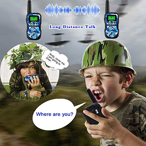 Nestling Walkie Talkie para niños, Camuflaje al Aire Libre, 8 Canales, Radio de 2 vías, Juguetes, Linterna LCD retroiluminada, Rango de 3 Millas para Actividades Infantiles (3pcs Camuflaje)