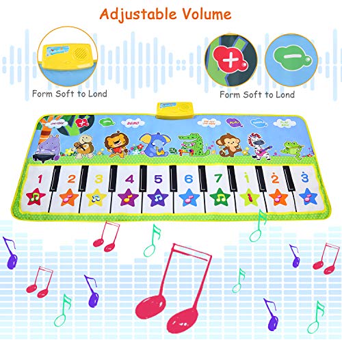 NEWSTYLE Alfombra Musical,Alfombra Infantil con 8 Instrumentos 10 Teclas de Piano Infantil Educativo Juguete para Niños de 1 2 3 4 5 Años, Regalos Originales Bebes,135 x 59 cm