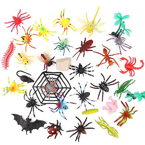 OOTSR 32 Piezas Insectos de plástico Bichos Figuras variadas realistas Juguetes de Insectos realistas Hechos PVC Calidad para niños Fiesta de cumpleaños temática de Insectos educativos y favores