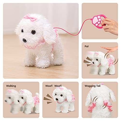 OR OR TU Control Remoto Felpa Electrónica Juguete Perro Mascota para Niñas Caminando y Ladrando,Agitar Cola Juguetes Interactivos Educación Temprana Regalo de Cumpleaños para Niños 3 4 5 6+ Años