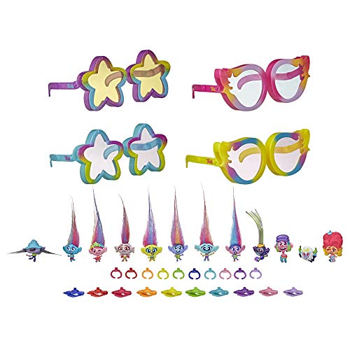 Pack de Tiny Dancers Rainbow Edition de Trolls 2: Gira Mundial de DreamWorks, Juguete con 12 Figuras Tiny Dancers, 4 Gafas de Sol, 10 Anillos pequeños, 10 pasadores