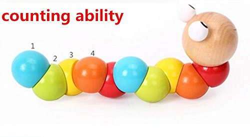 PAMRAY Juguetes Gusano de Madera Colorido Insecto Counting Perla Bloques Toys Inteligente Desarrollo para Niños Pequeños1 Edad